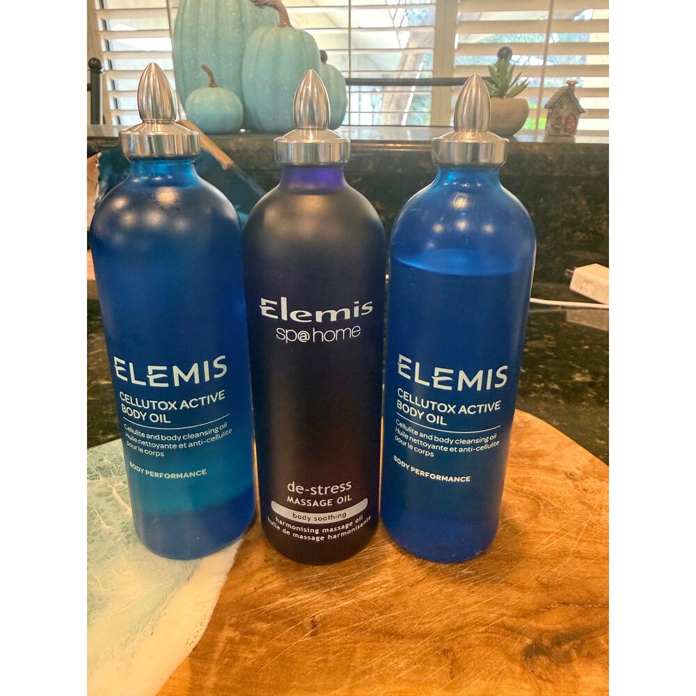 Set of 3 Elemis Body Oils Cellutox Active + De-Stress Massage Oil 100ml Spa